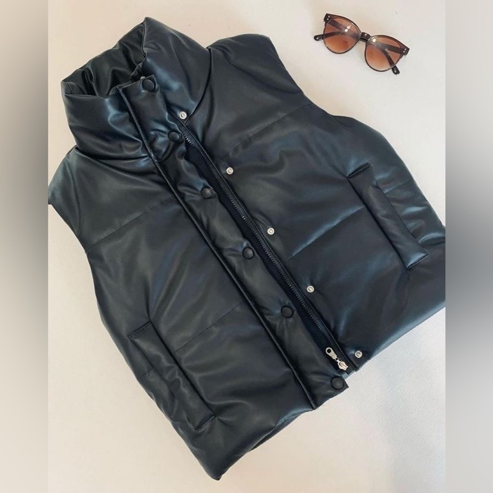 Puffer leather vest